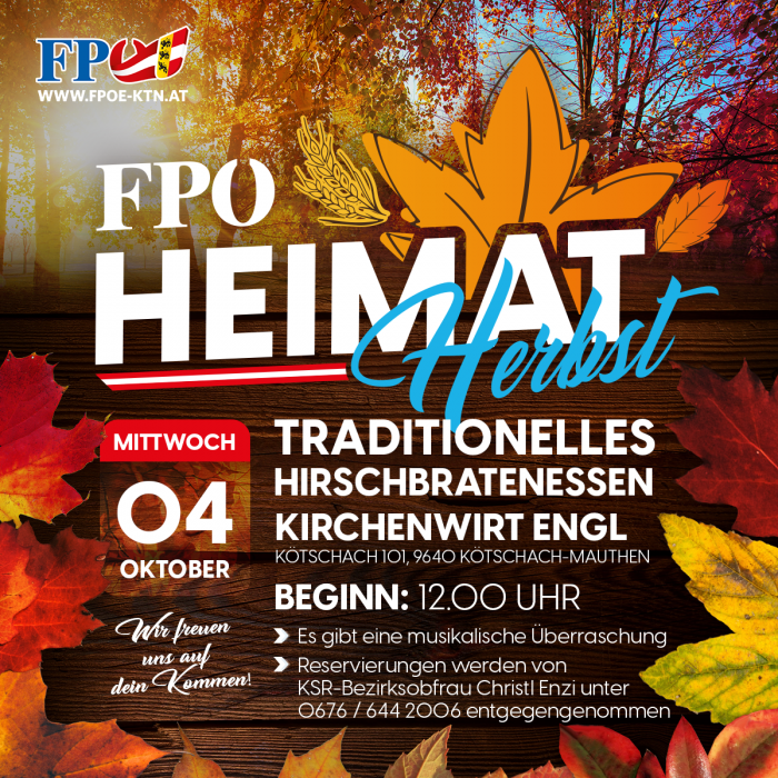 FPÖ-Heimat-Herbst "Hirschbratenessen" in Kötschach-Mauthen
